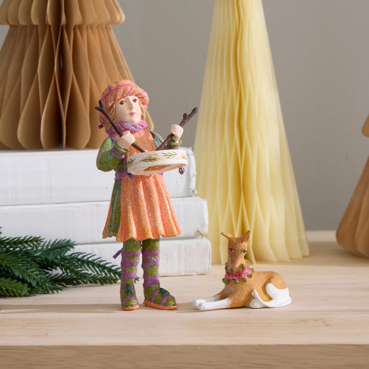 Patience Brewster Nativity Little Drummer Boy & Dog Figures - Image 2