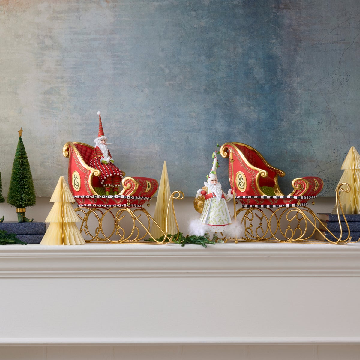 Patience Brewster Dash Away Sitting Santa & Sleigh Figure Set - Image 4