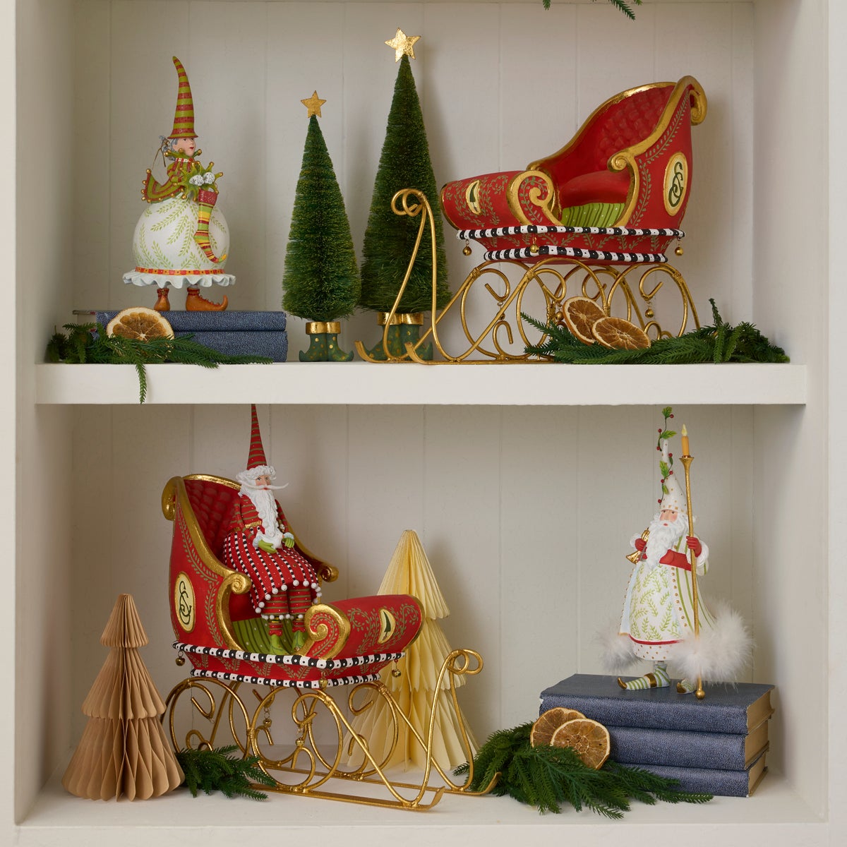 Patience Brewster Dash Away Sitting Santa & Sleigh Figure Set - Image 5
