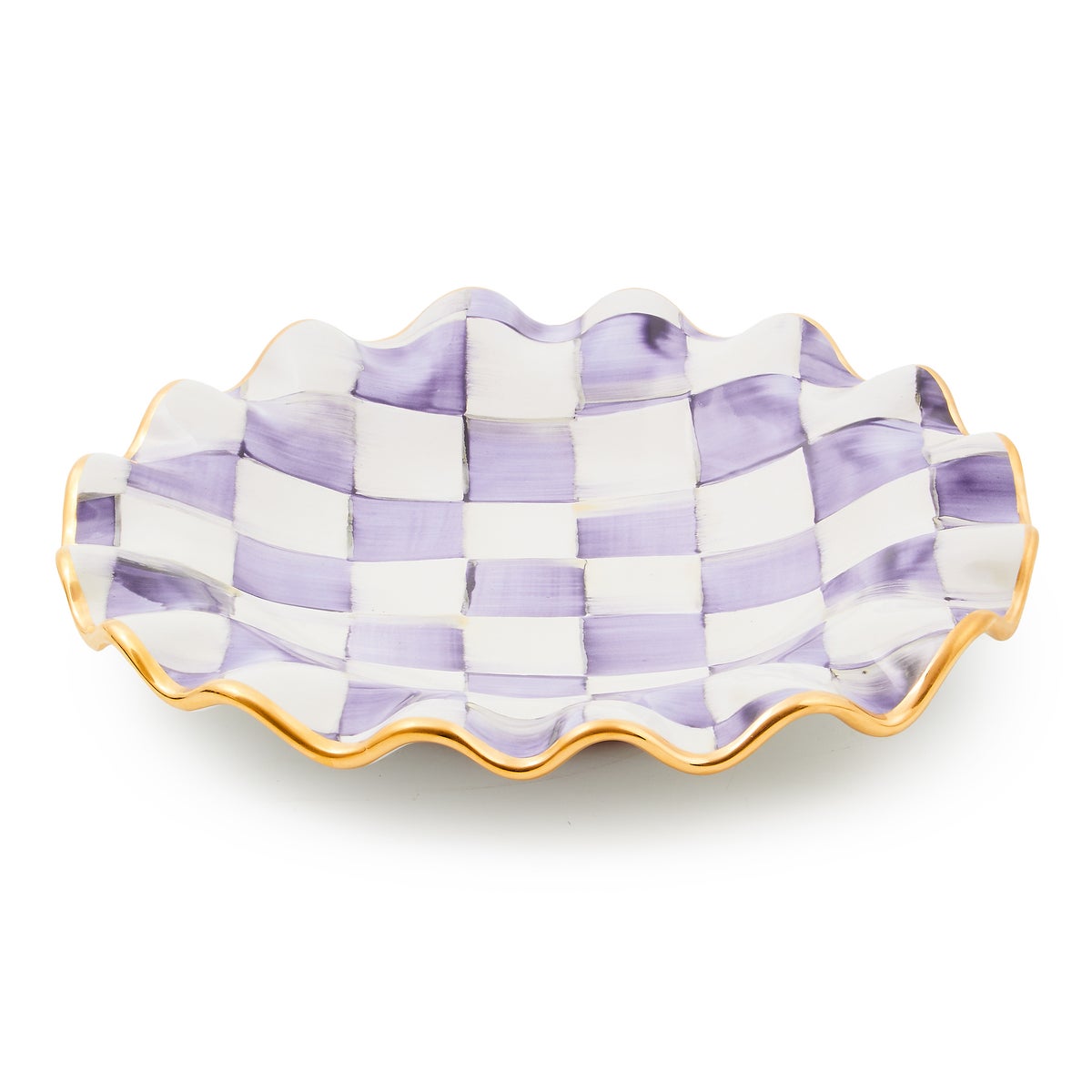 Violet Check Ceramic Fluted Dessert Plate - Image 2
