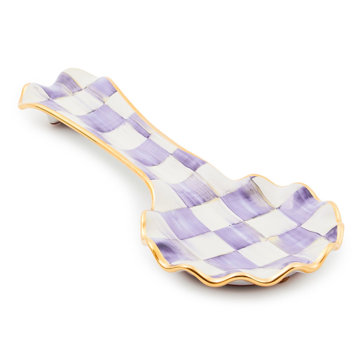 Violet Check Ceramic Spoon Rest - Image 3