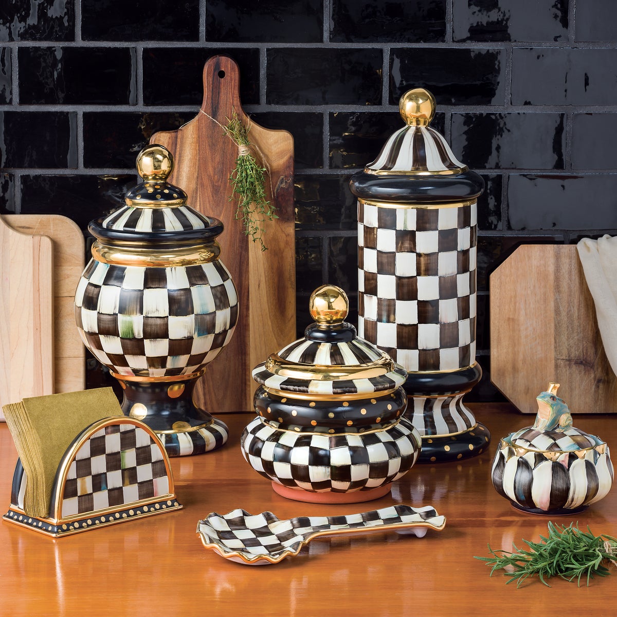 Courtly Check Ceramic Globe Canister - Image 3