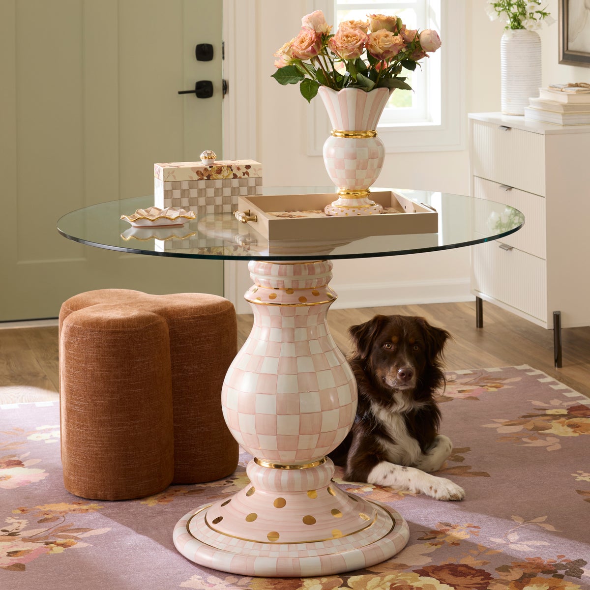 Rosy Check Ceramic Pedestal Table Base - Image 2