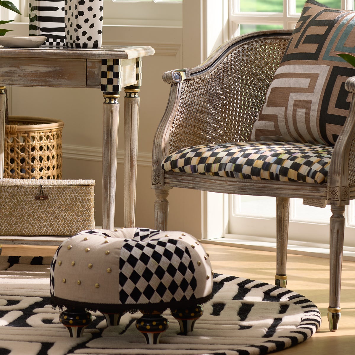 Diamond and Dot Footstool - Image 2