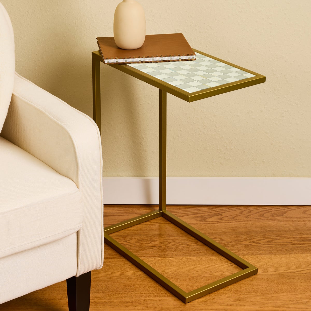 Sterling Check Enamel C-Table - Image 2