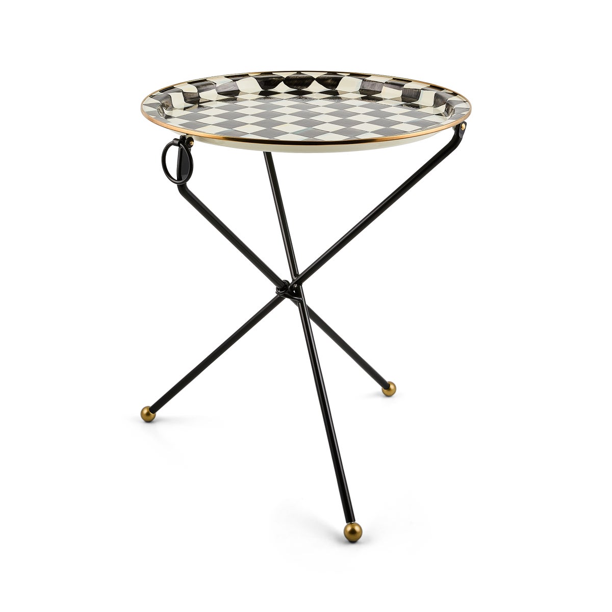 Courtly Check Enamel Tilt Accent Table - Image 3