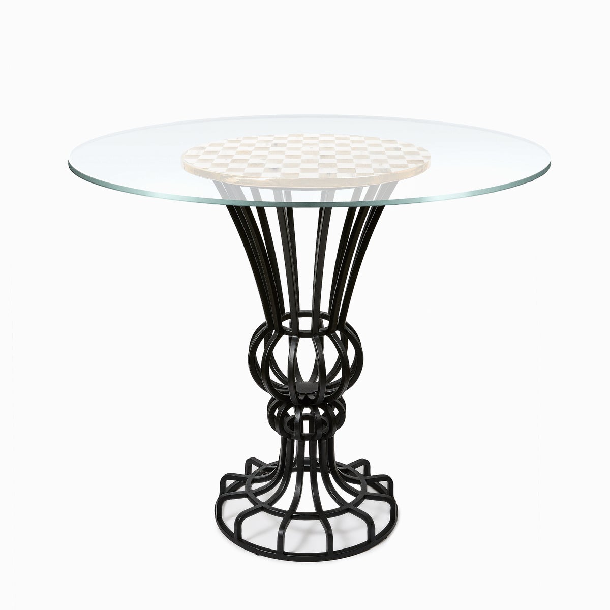 Mocha Check Pedestal Accent Table - Image 3