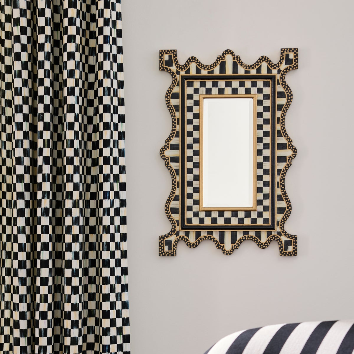 Courtly Check & Stripe Small Wall Mirror - Image 2