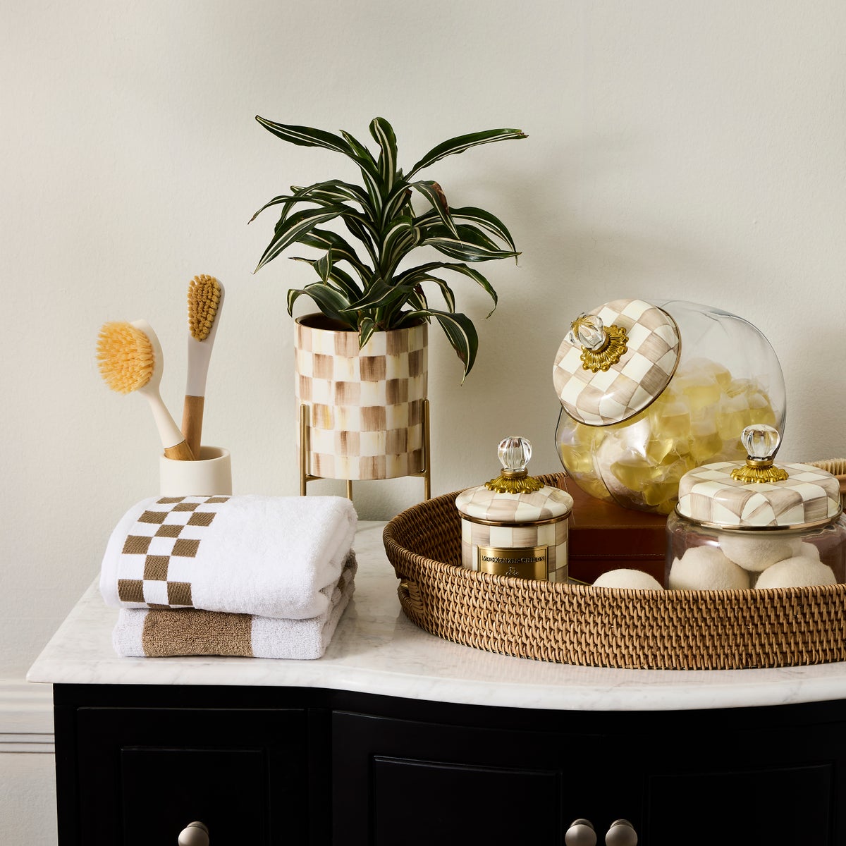 Mocha Check Tabletop Planter - Image 4
