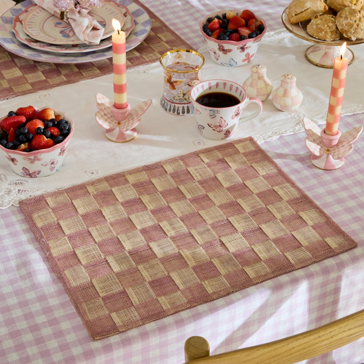 Pink Sinamay Placemats, Set of 4 - Image 4