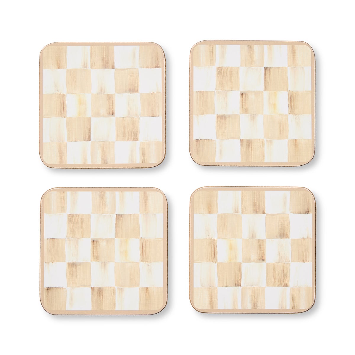 Mocha Check Cork Back Coasters, Set of 4 - Image 2