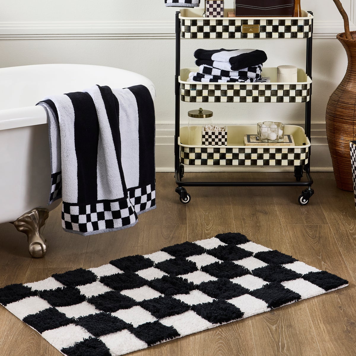 Checkerboard Black Bath Rug - Image 4