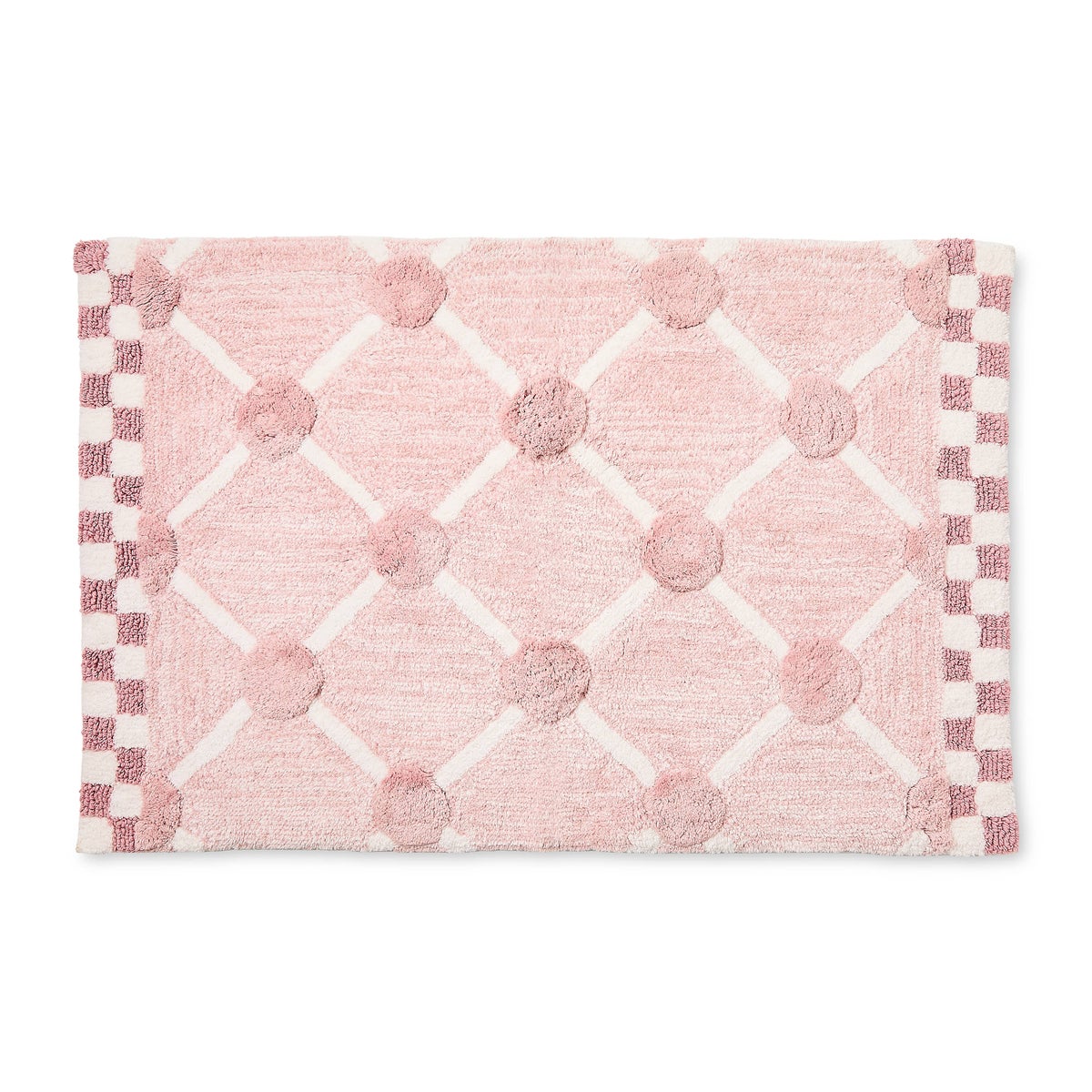 Pink Lattice & Dot Bath Rug