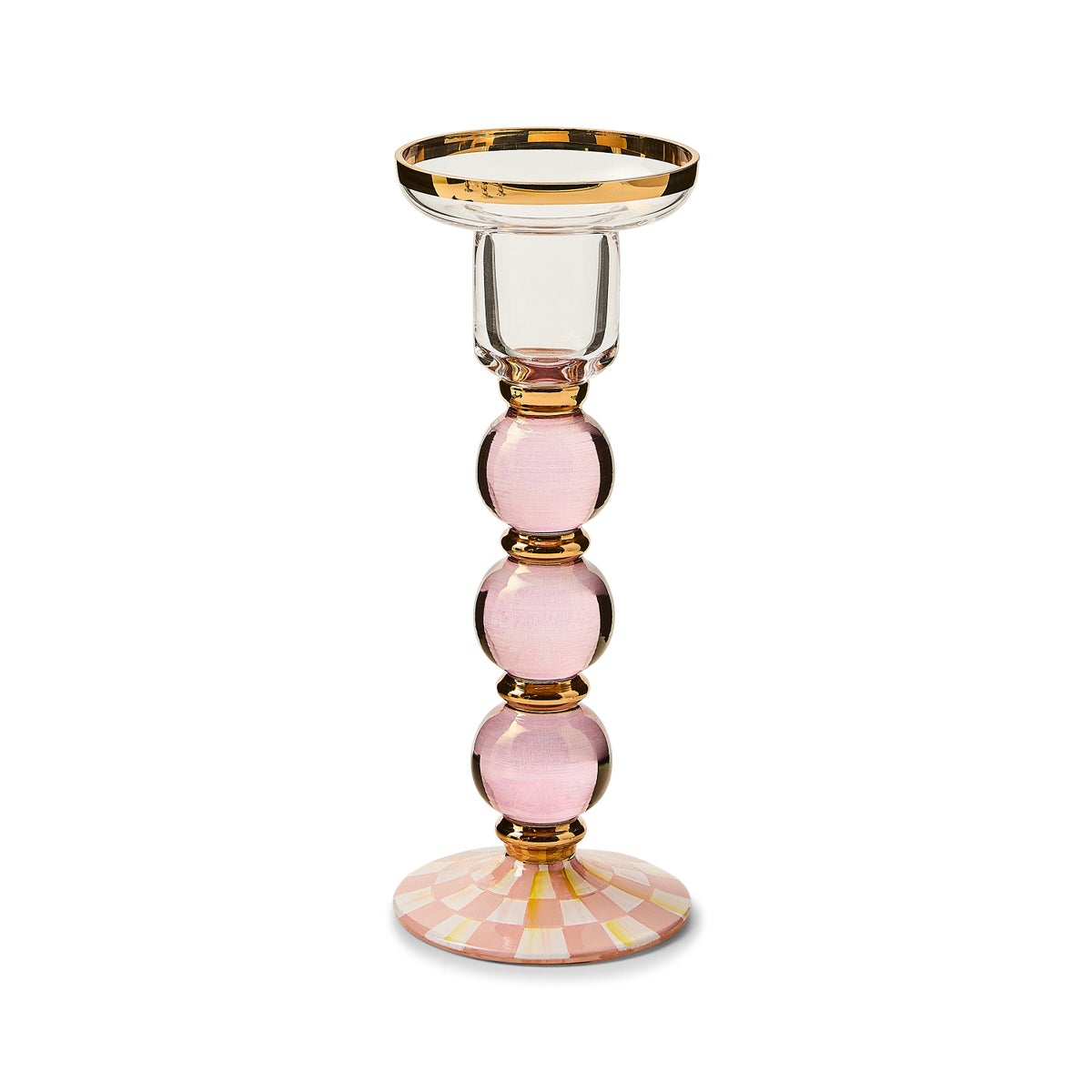 Rosy Check Large Glass Candlestick