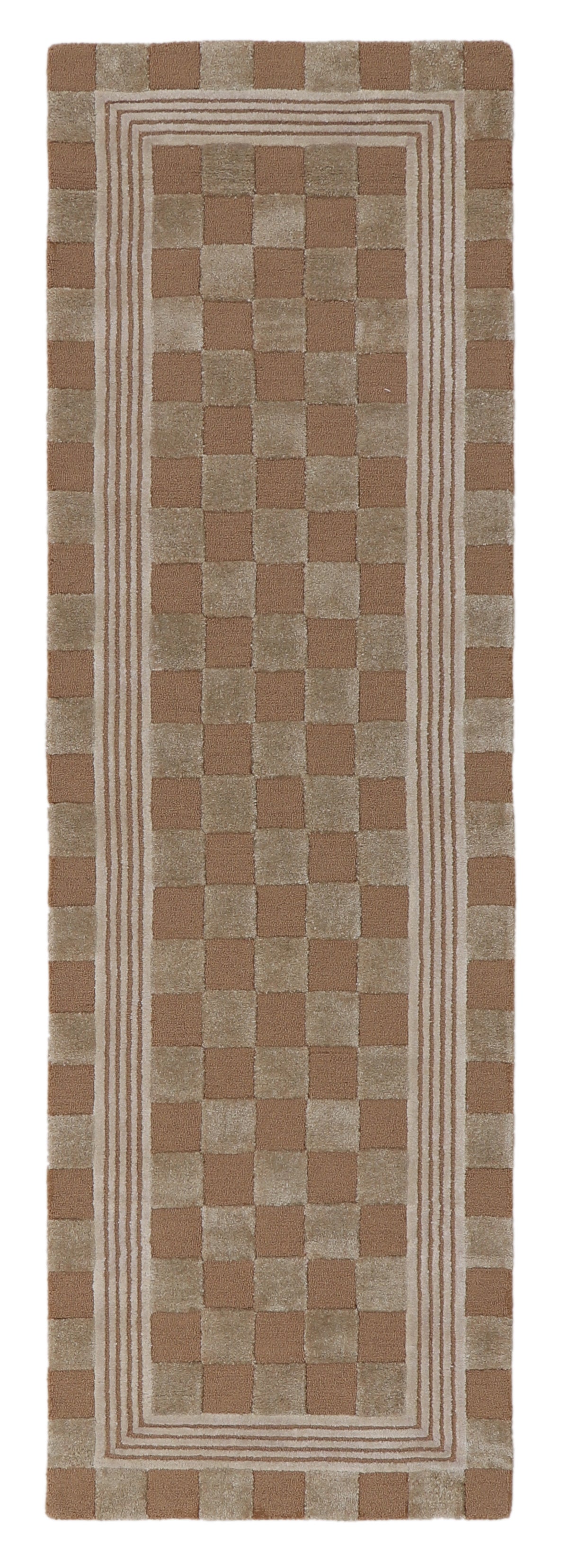 Mocha Tonal Check 2'6" x 8' Rug
