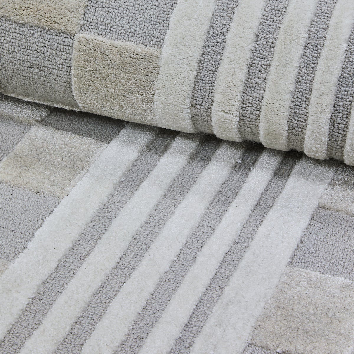 Light Grey Tonal Check 6' Round Rug - Image 2