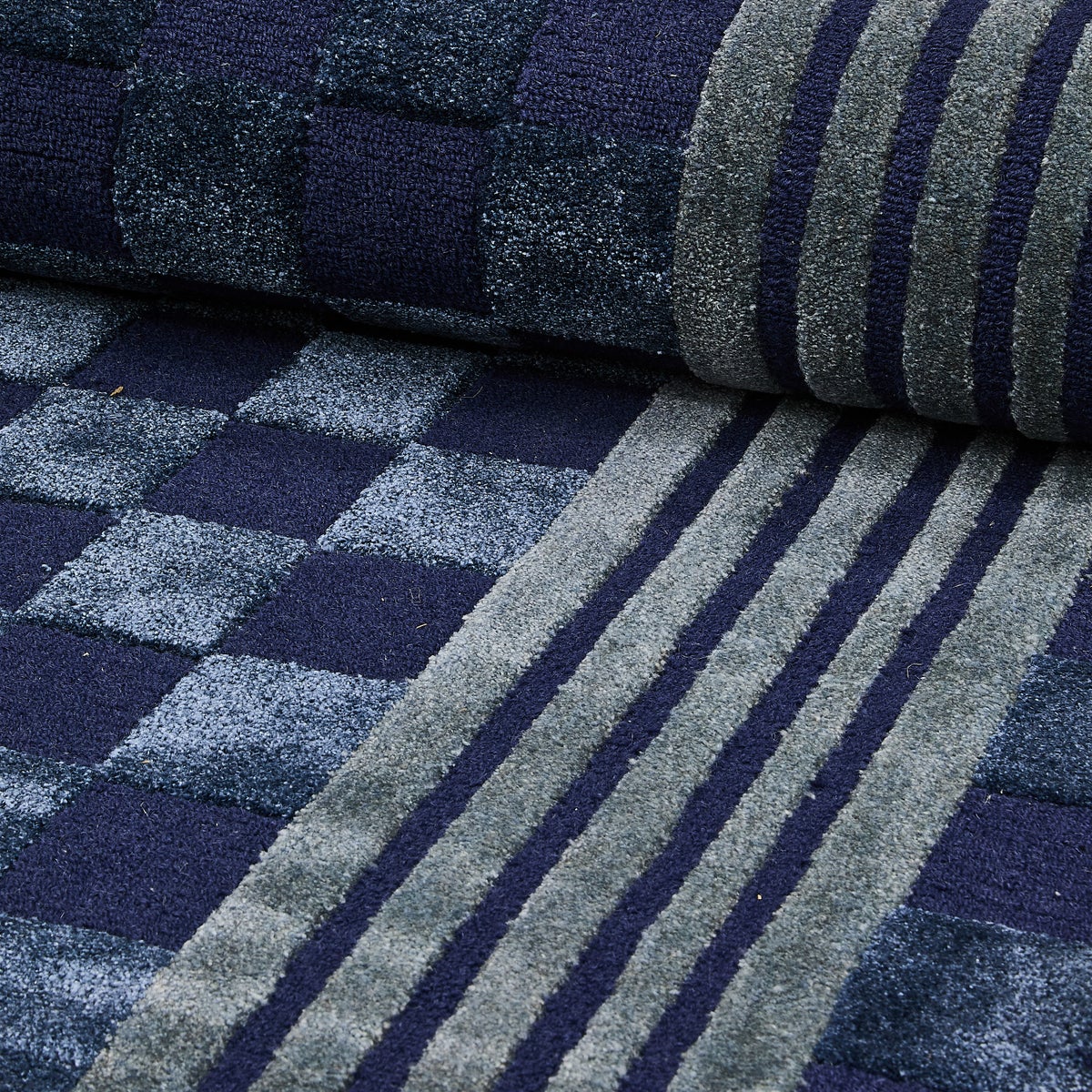 Indigo Blue Tonal Check 8' x 10' Rug - Image 3