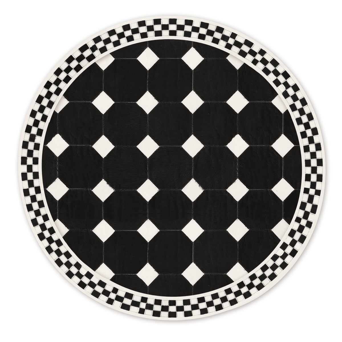 Black Tile Hair on Hide 6' Round Rug