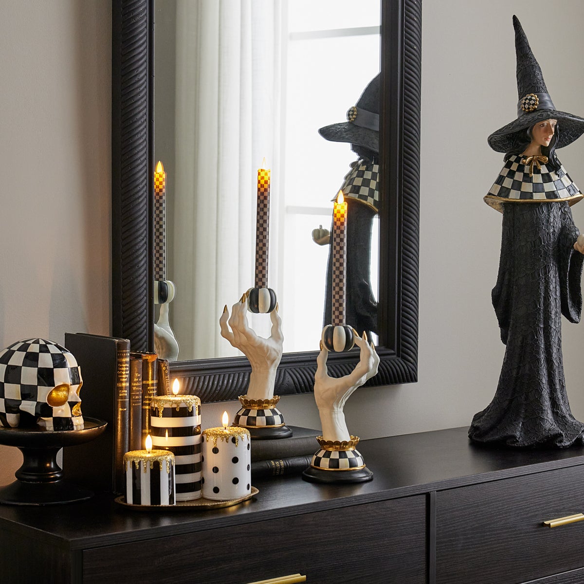 Courtly Check Flameless Dinner Candles, Set of 2 - Image 2