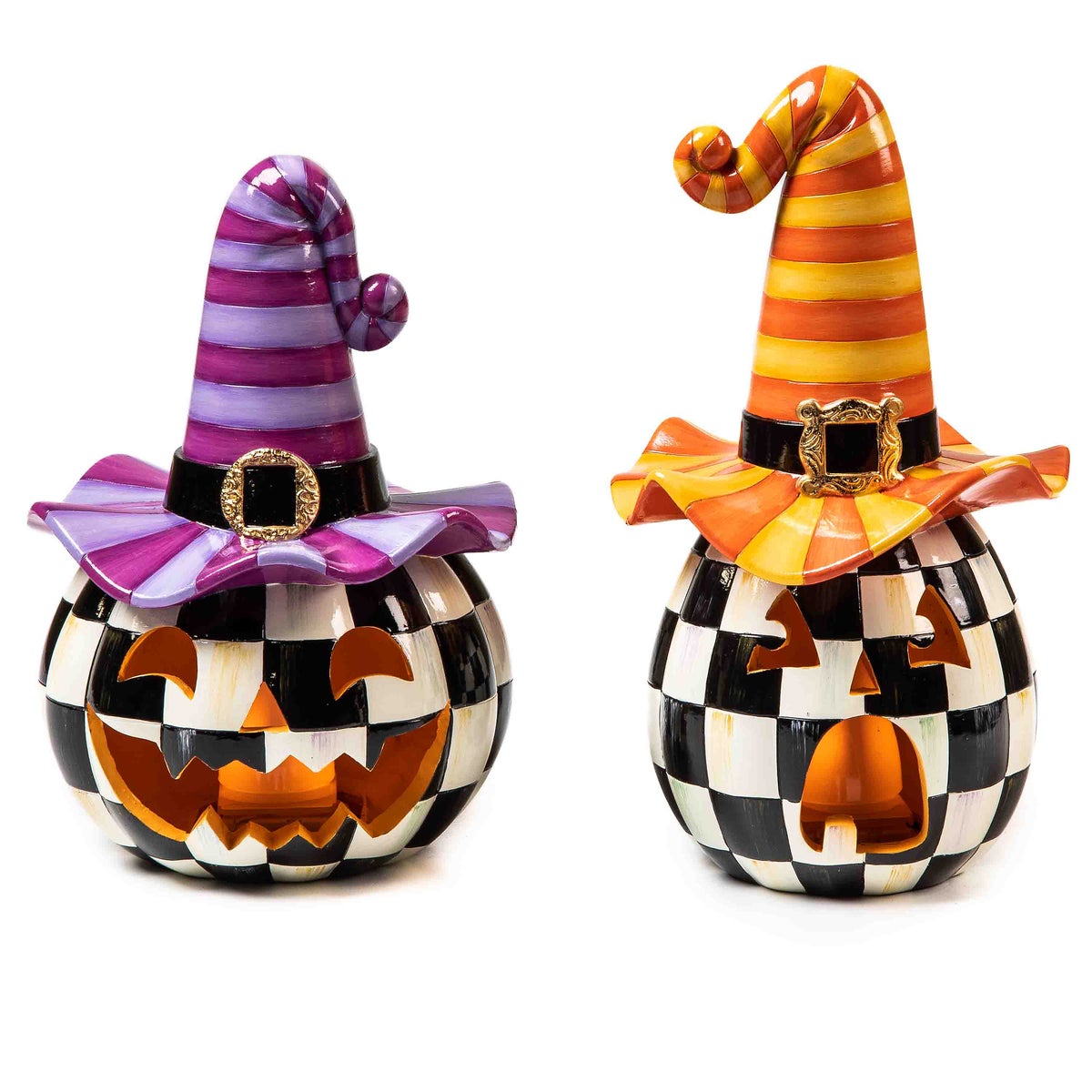 Illuminated Happy Jack Pumpkin with Purple Hat - Image 6