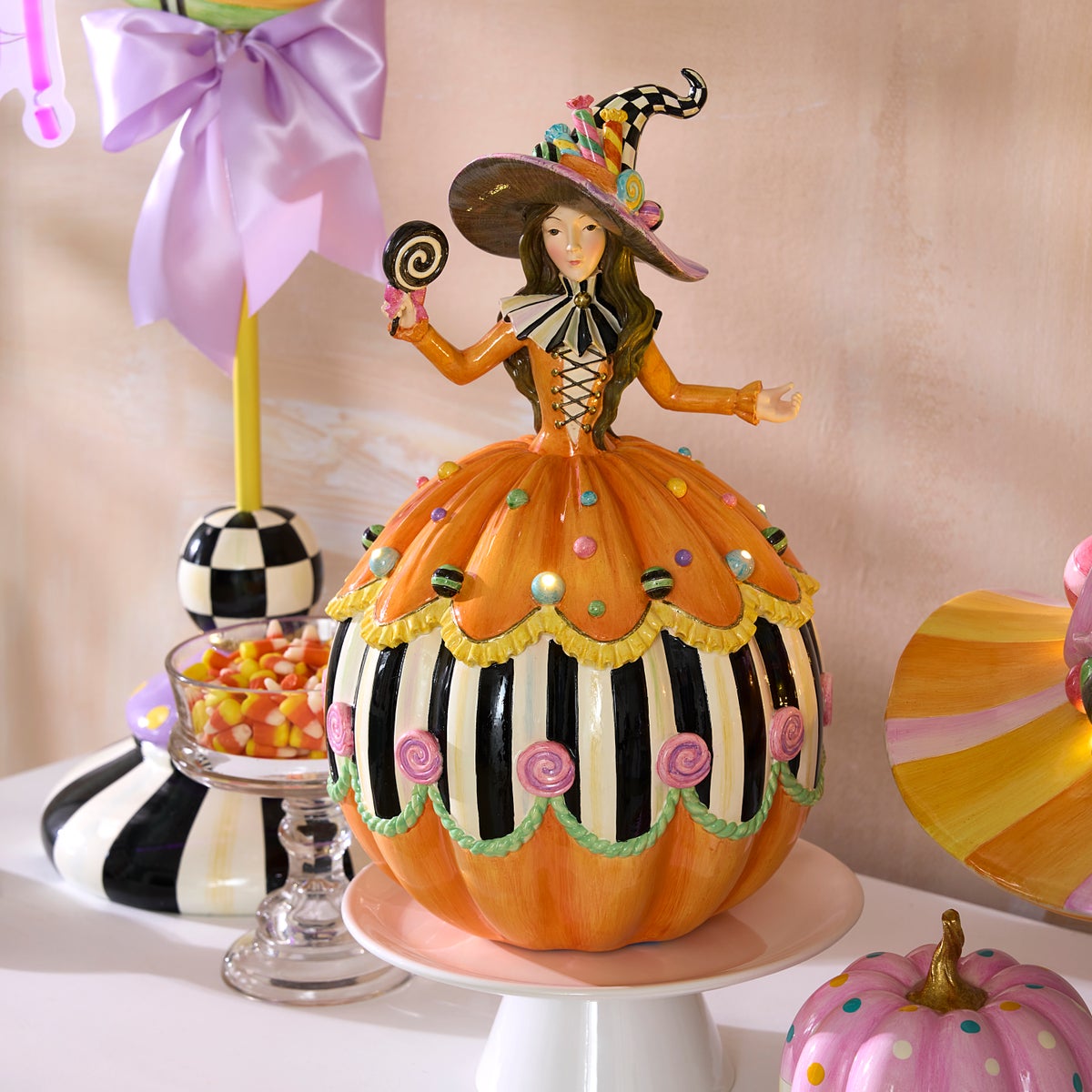 Trick or Treat Illuminated Witch Figurine - Image 2