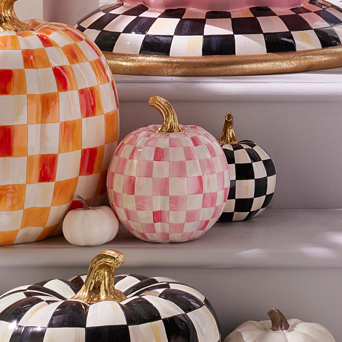 Bubblegum Pink Check Small Pumpkin - Image 3