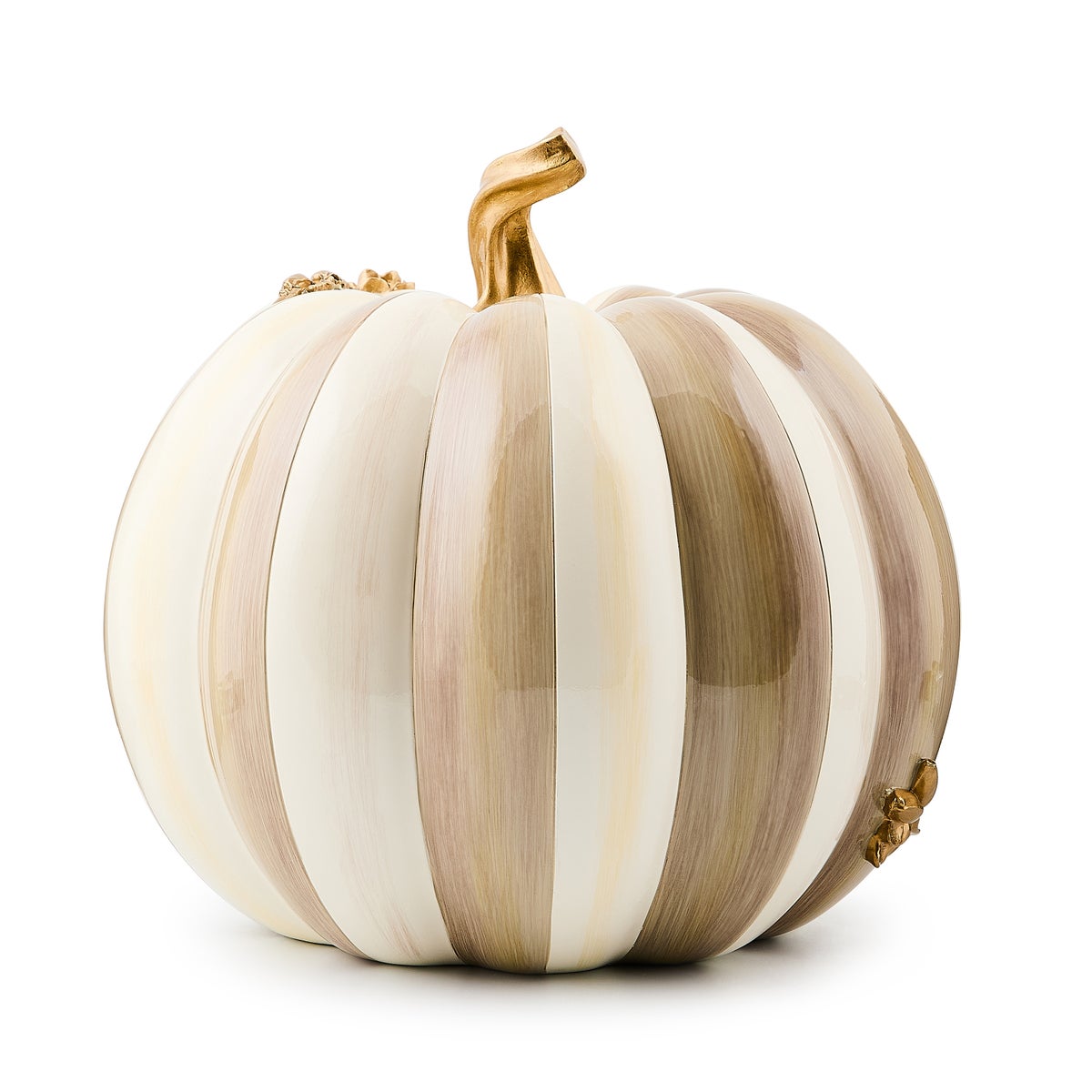 Mocha Stripe Floral Garland Pumpkin - Image 3