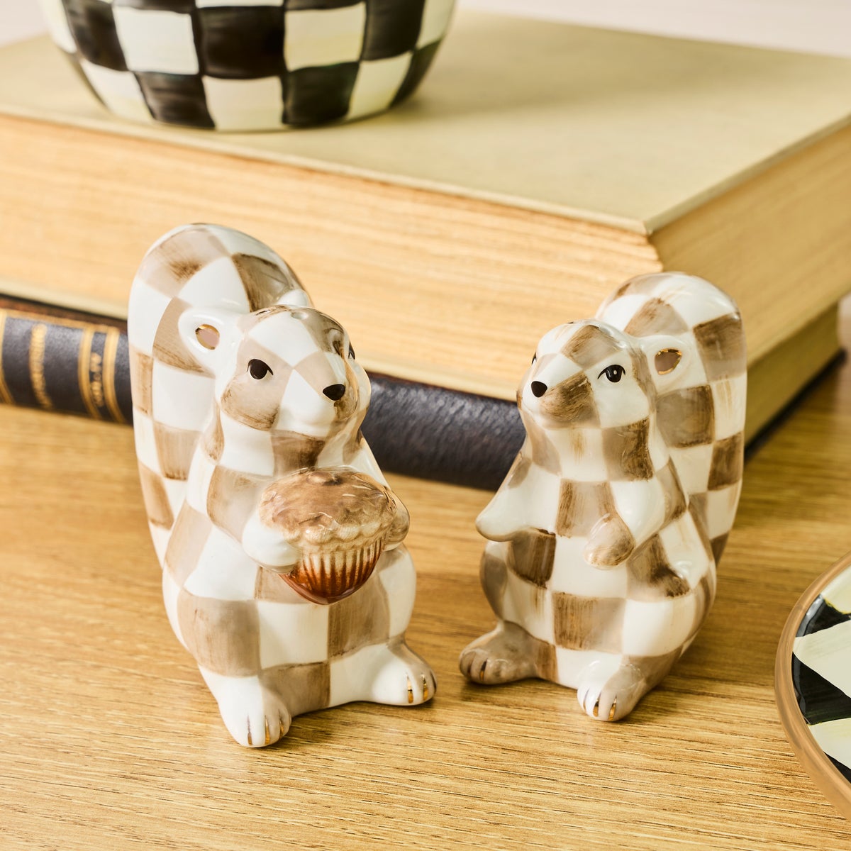 Mocha Check Squirrel Salt & Pepper Set - Image 2