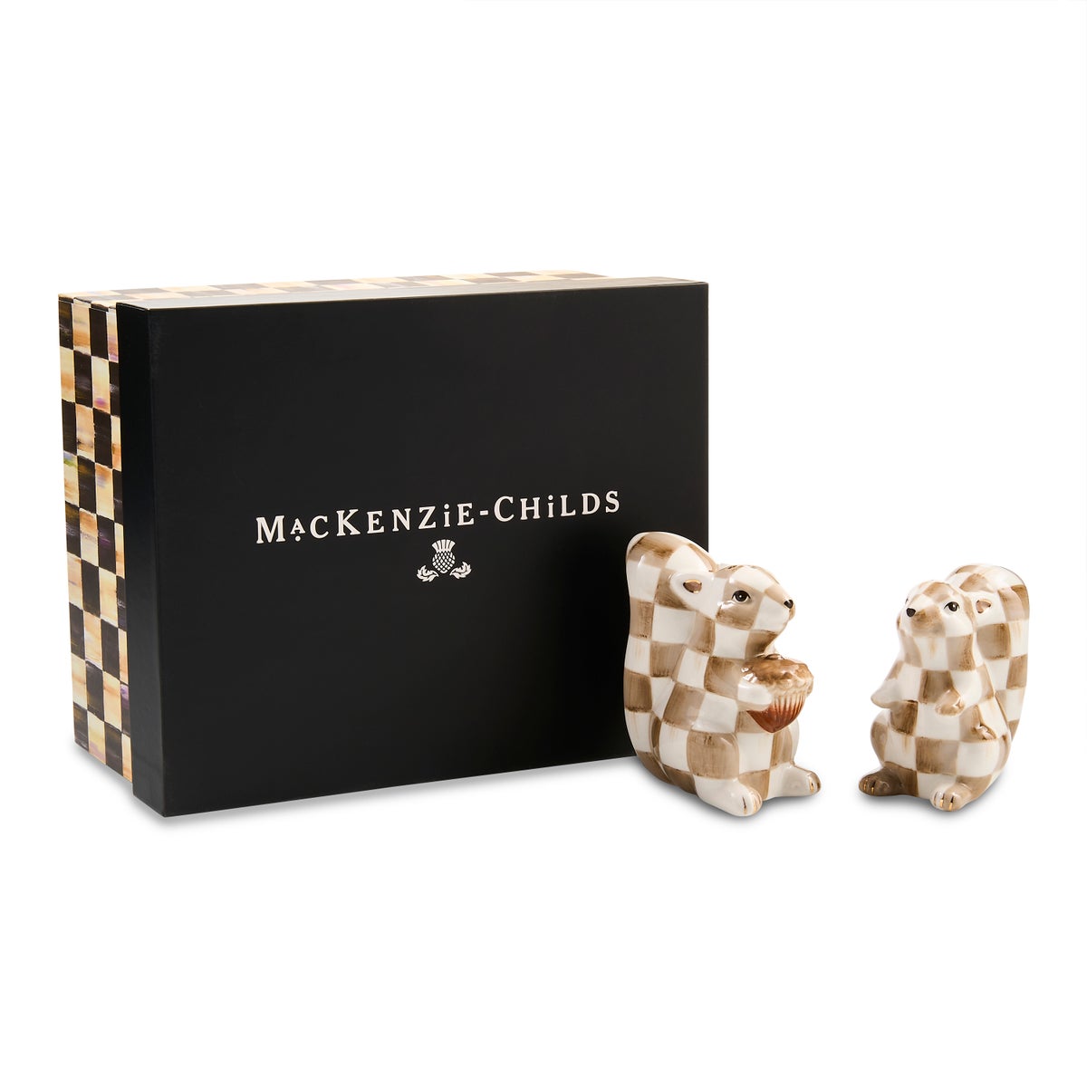 Mocha Check Squirrel Salt & Pepper Set - Image 5