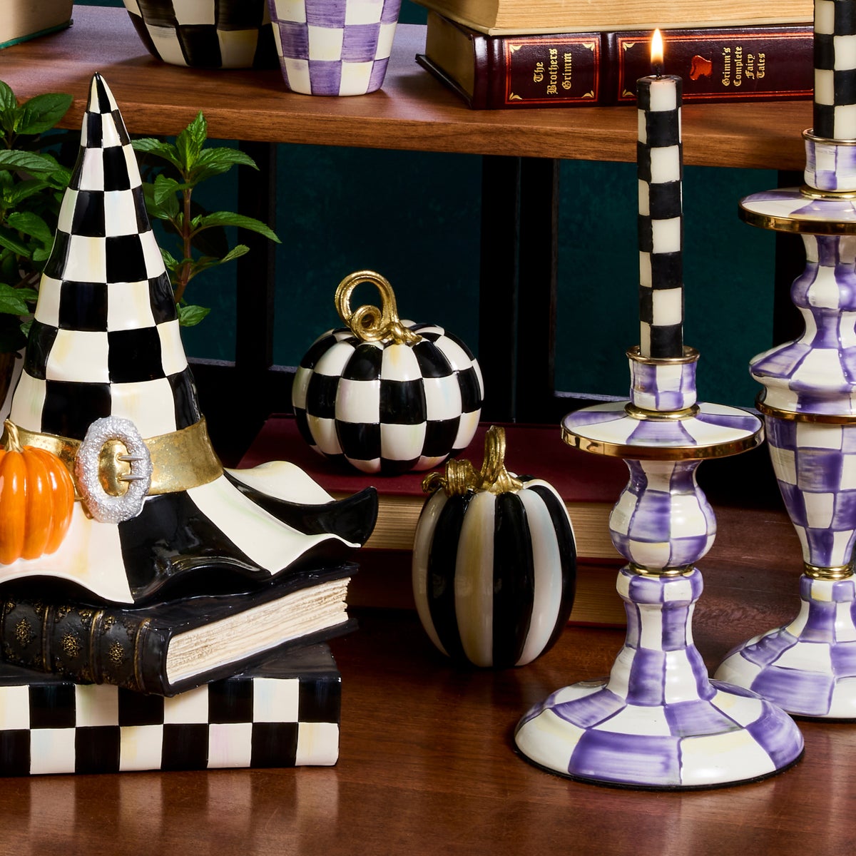 Courtly Check and Stripe Petite Pumpkins, Set of 2 - Image 4