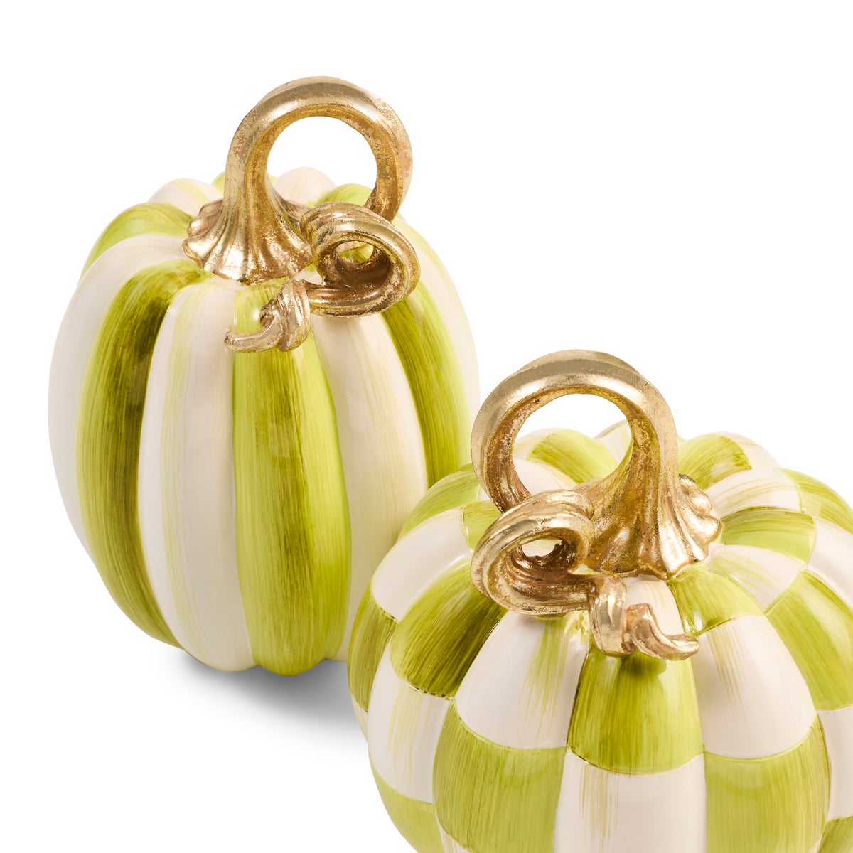 Moss Check and Stripe Petite Pumpkins, Set of 2 - Image 3
