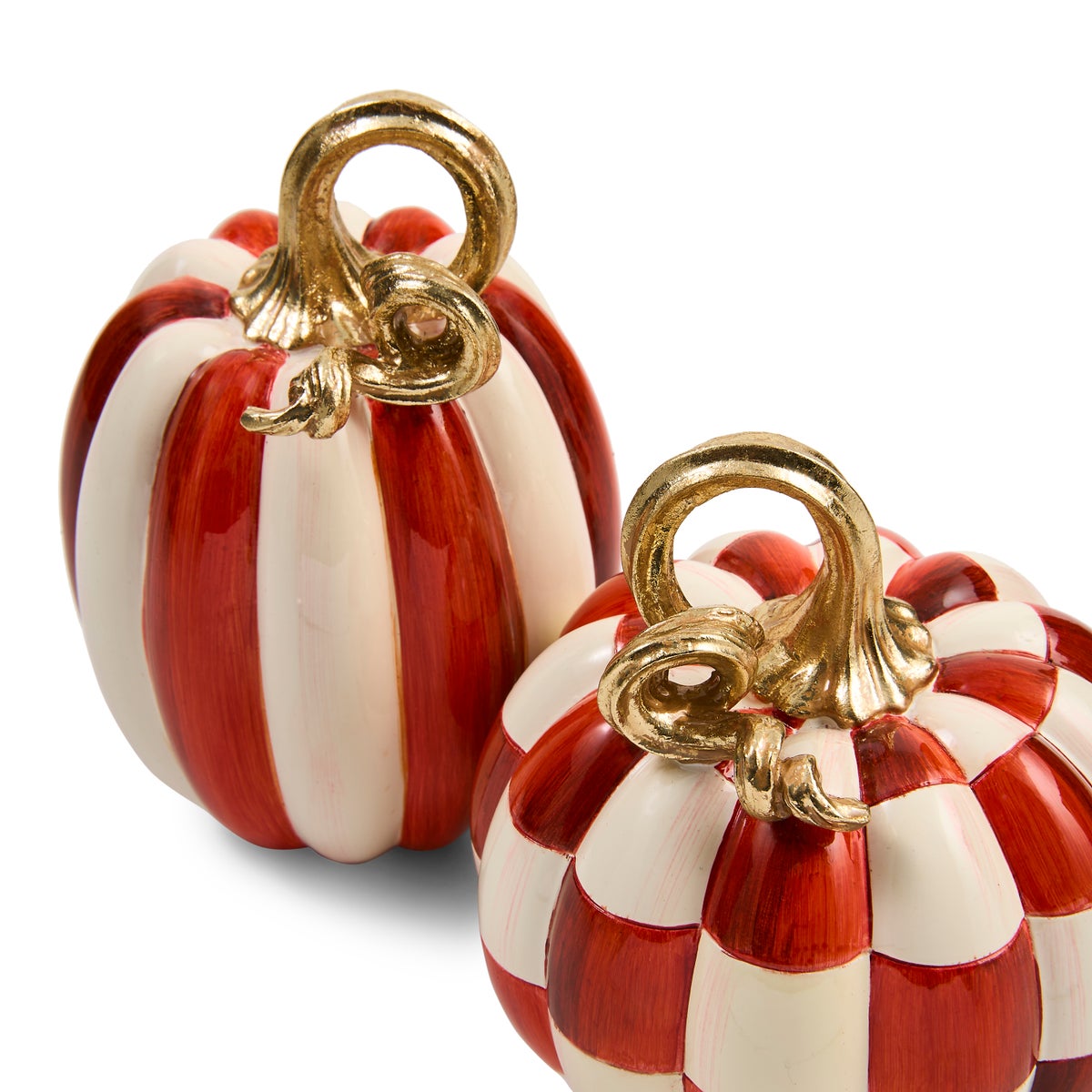 Paprika Check and Stripe Petite Pumpkins, Set of 2 - Image 3