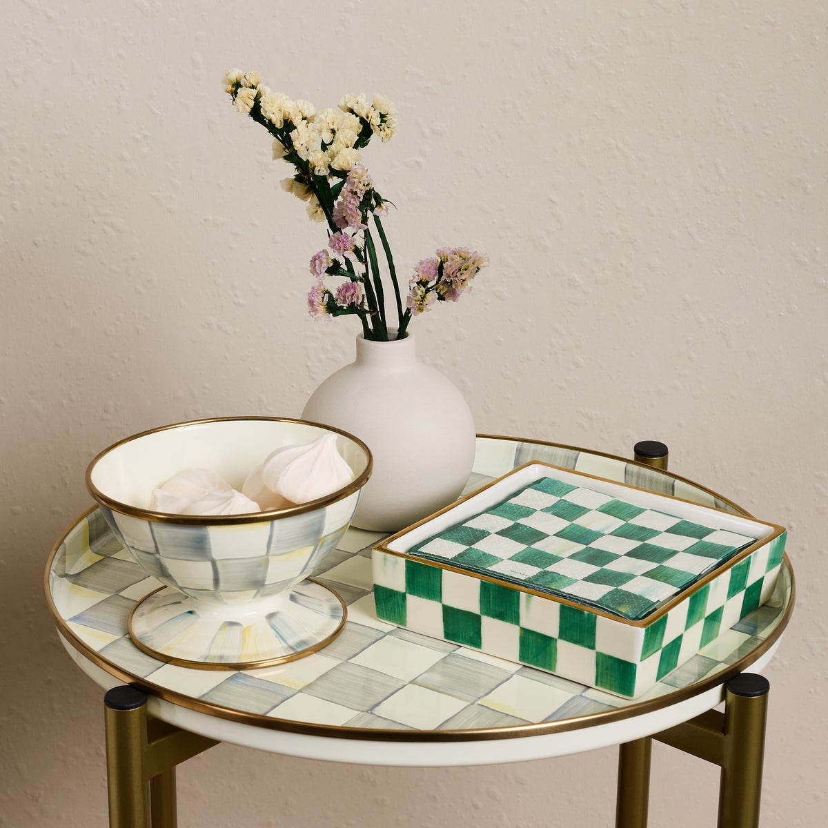 Emerald Check Cocktail Napkin Holder - Image 2