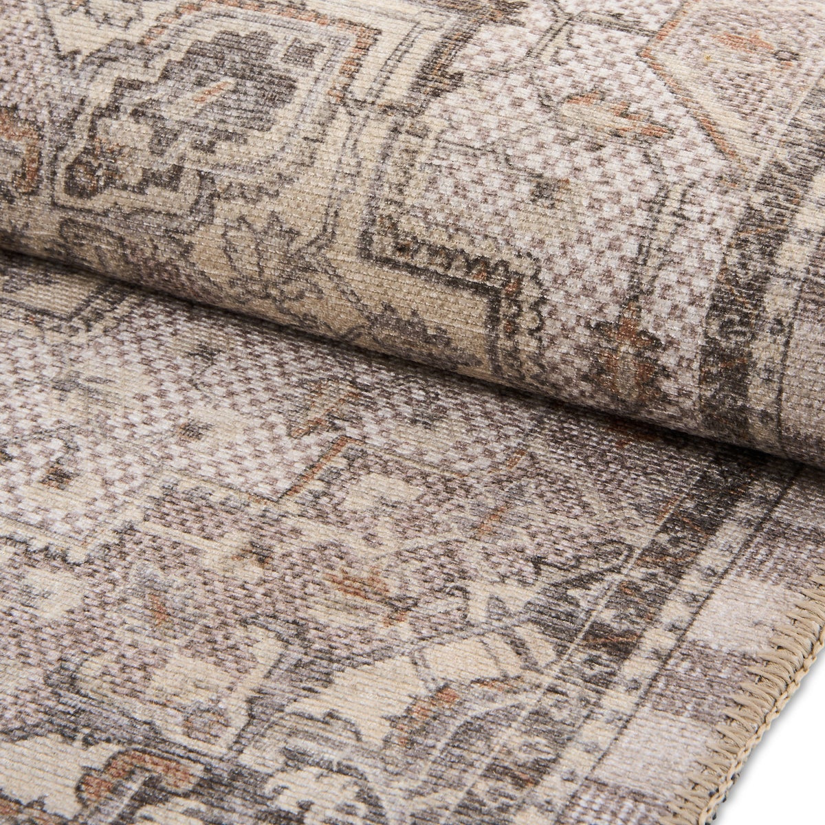 Heriz Checked Mocha 2'6" x 8' Washable Runner - Image 3