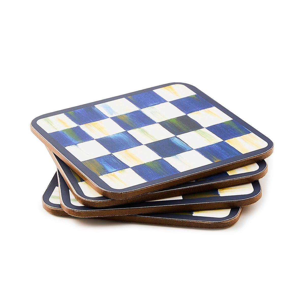 Royal Check Cork Back Coasters, Set of 4 - Image 4