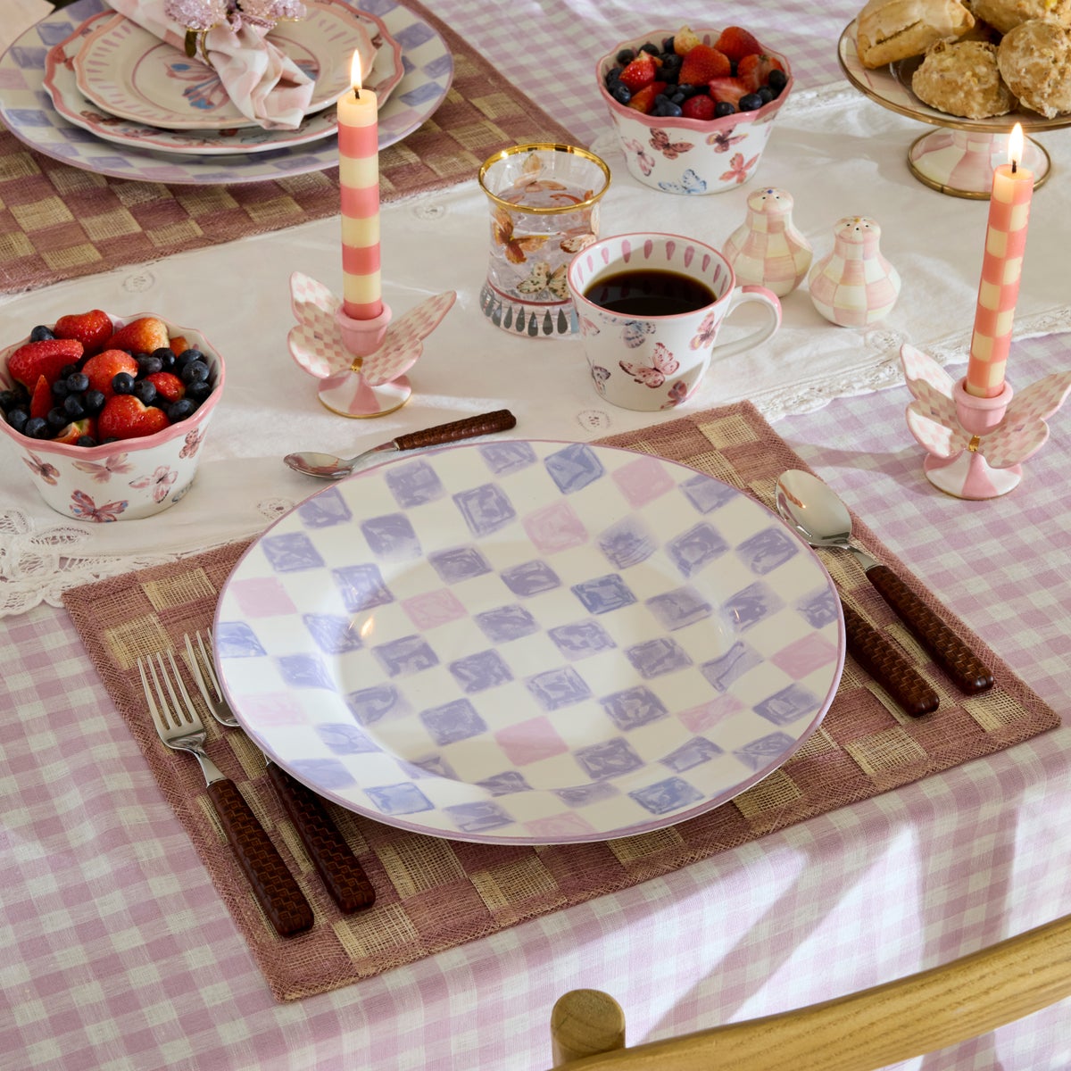 Lilac Check Round Platter - Image 2
