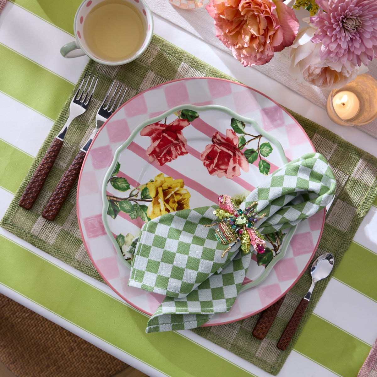 Pink Check Round Platter - Image 5
