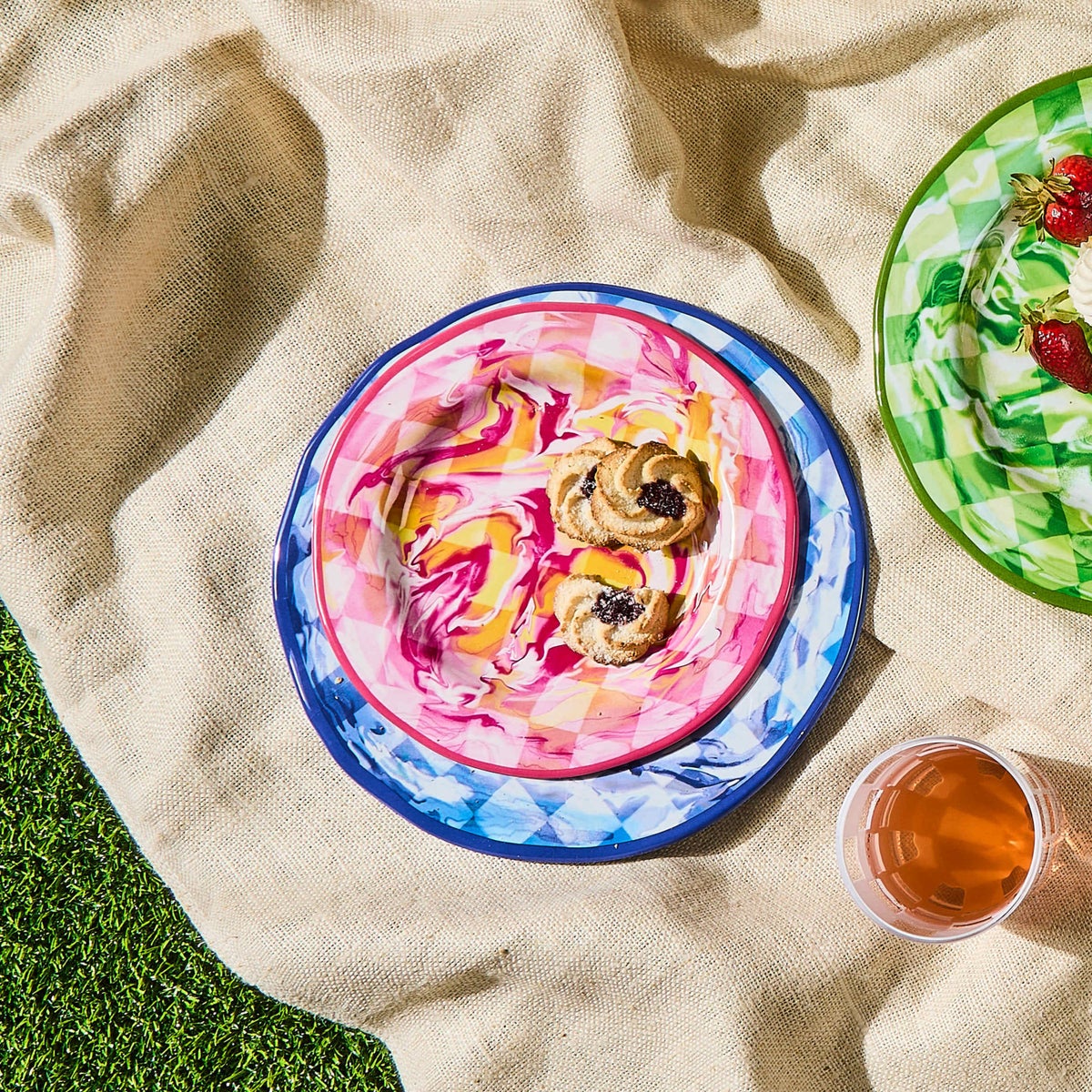 Pink Marble Check Melamine Salad Plates, Set of 4 - Image 5