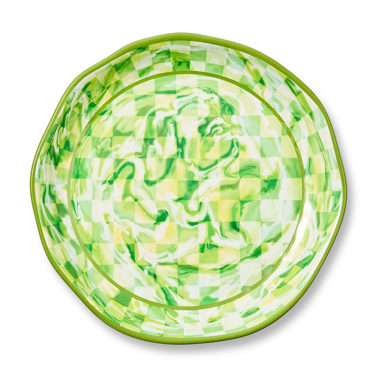 Green Marble Check Melamine Large Platter