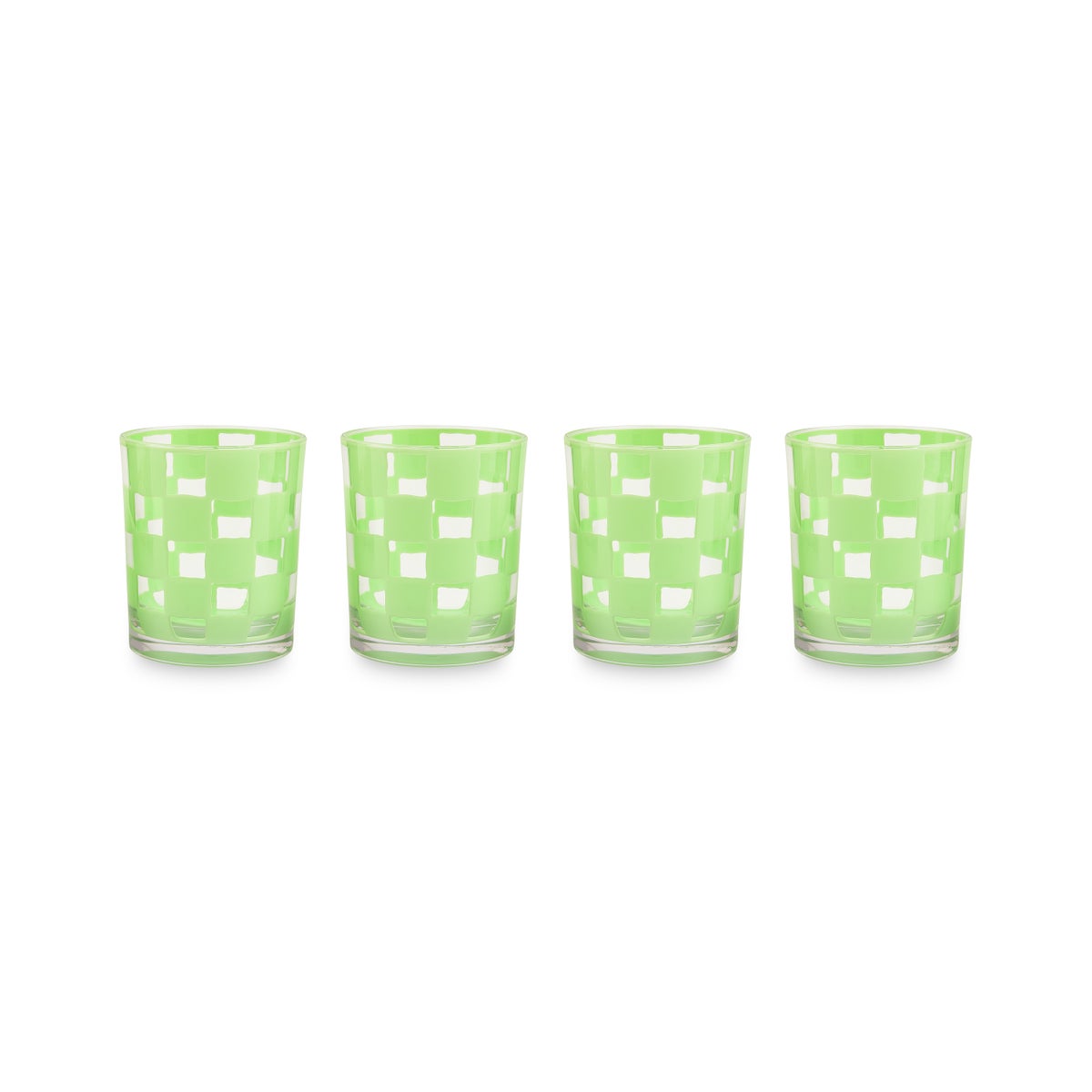 Green Check Acrylic Tumblers, Set of 4