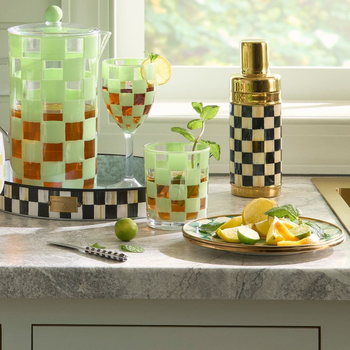 Green Check Acrylic Tumblers, Set of 4 - Image 5