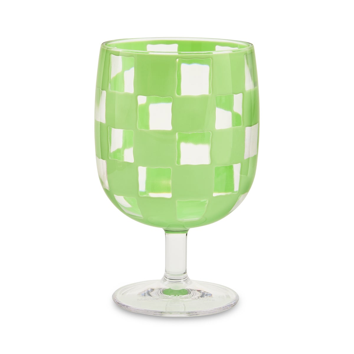 Green Check Acrylic Water Goblets, Set of 4 - Image 3
