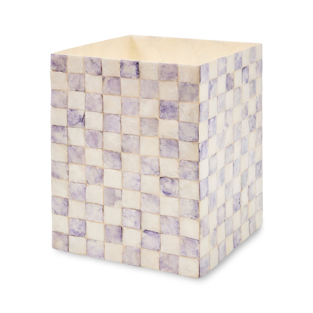 Violet Check Capiz Waste Bin