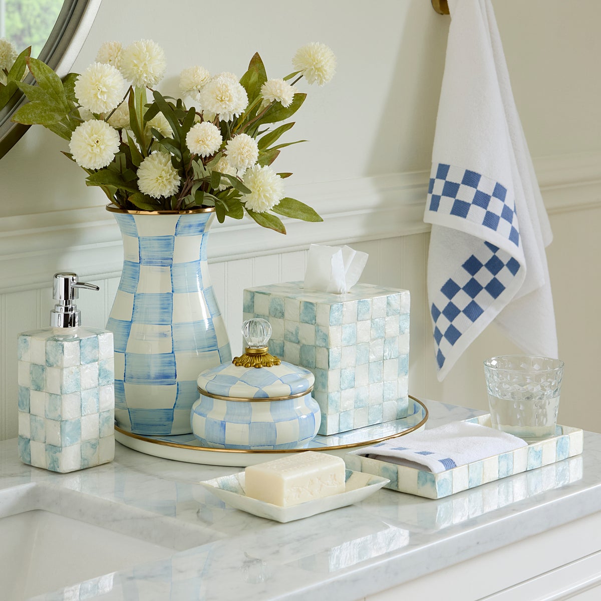 Sky Check Capiz Boutique Tissue Box Cover - Image 2