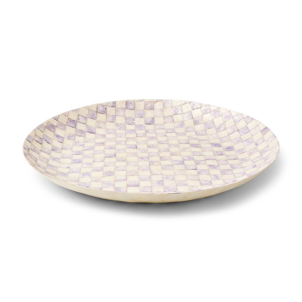Violet Check Decorative Capiz Bowl