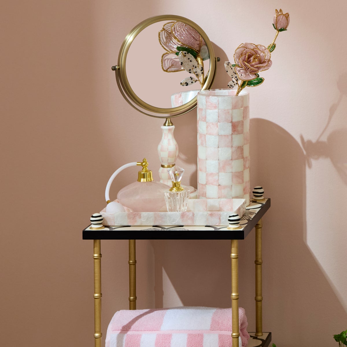 Rosy Check Capiz Vanity Tray - Image 4