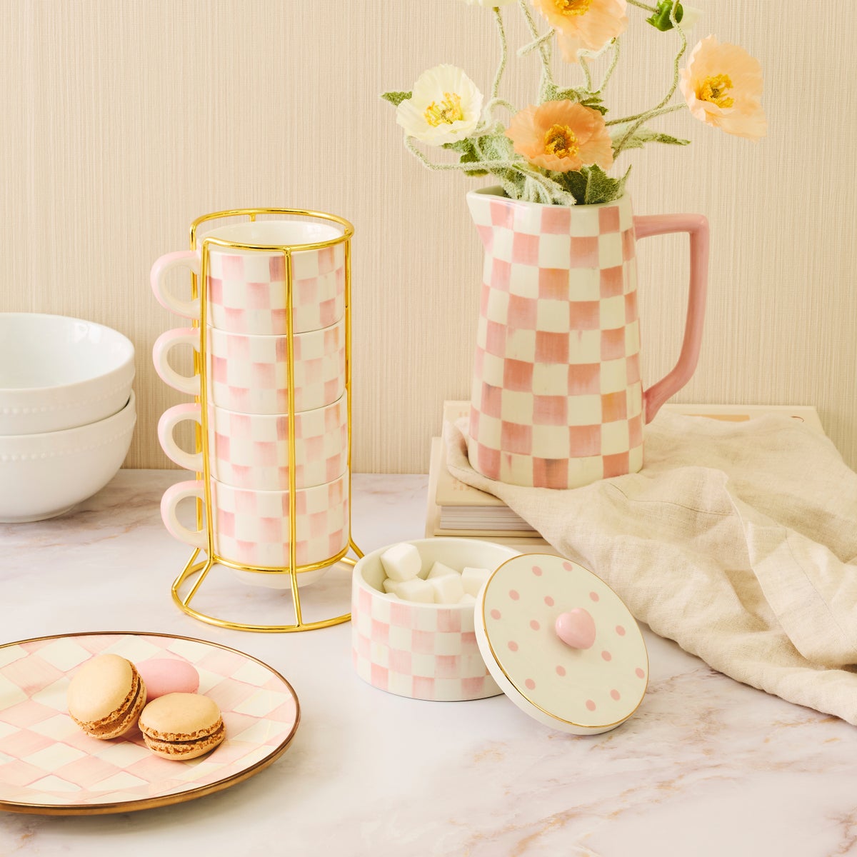 Rosy Check Cappuccino Cup Tower - Image 2