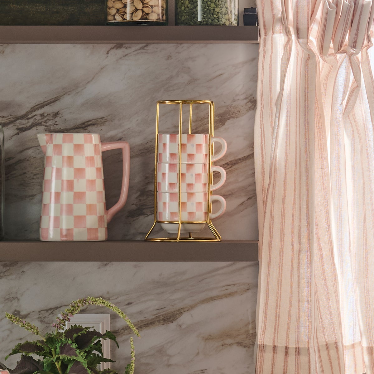 Rosy Check Cappuccino Cup Tower - Image 4