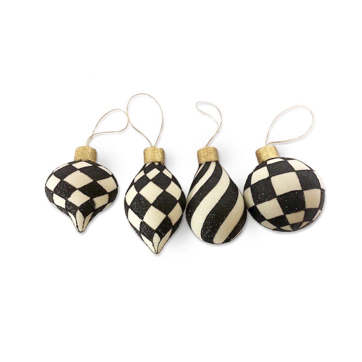 Classic Courtly Glass Ornaments, Set of 4