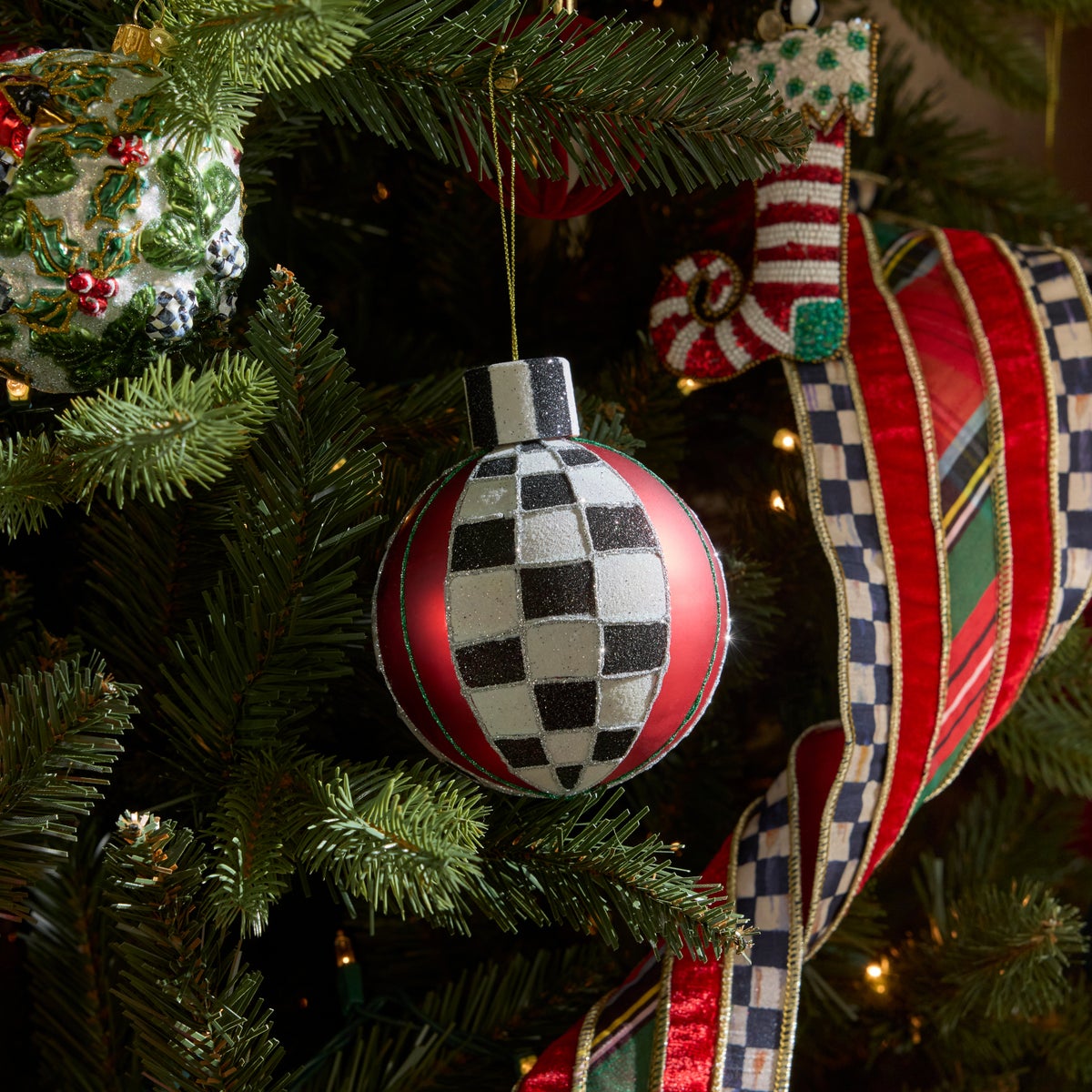 Tartan Glass Large Ball Ornaments, Set of 6 - Image 2